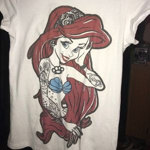 Disney, Arial, White T-shirt, Punk, Tattoo